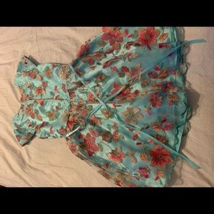 Floral Blue Lace Kids Dress